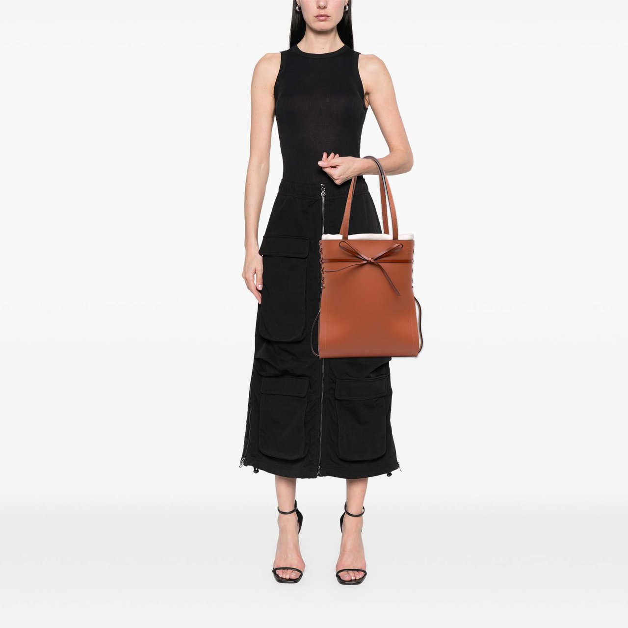 Loewe Leather Ikebana Tote Bruin