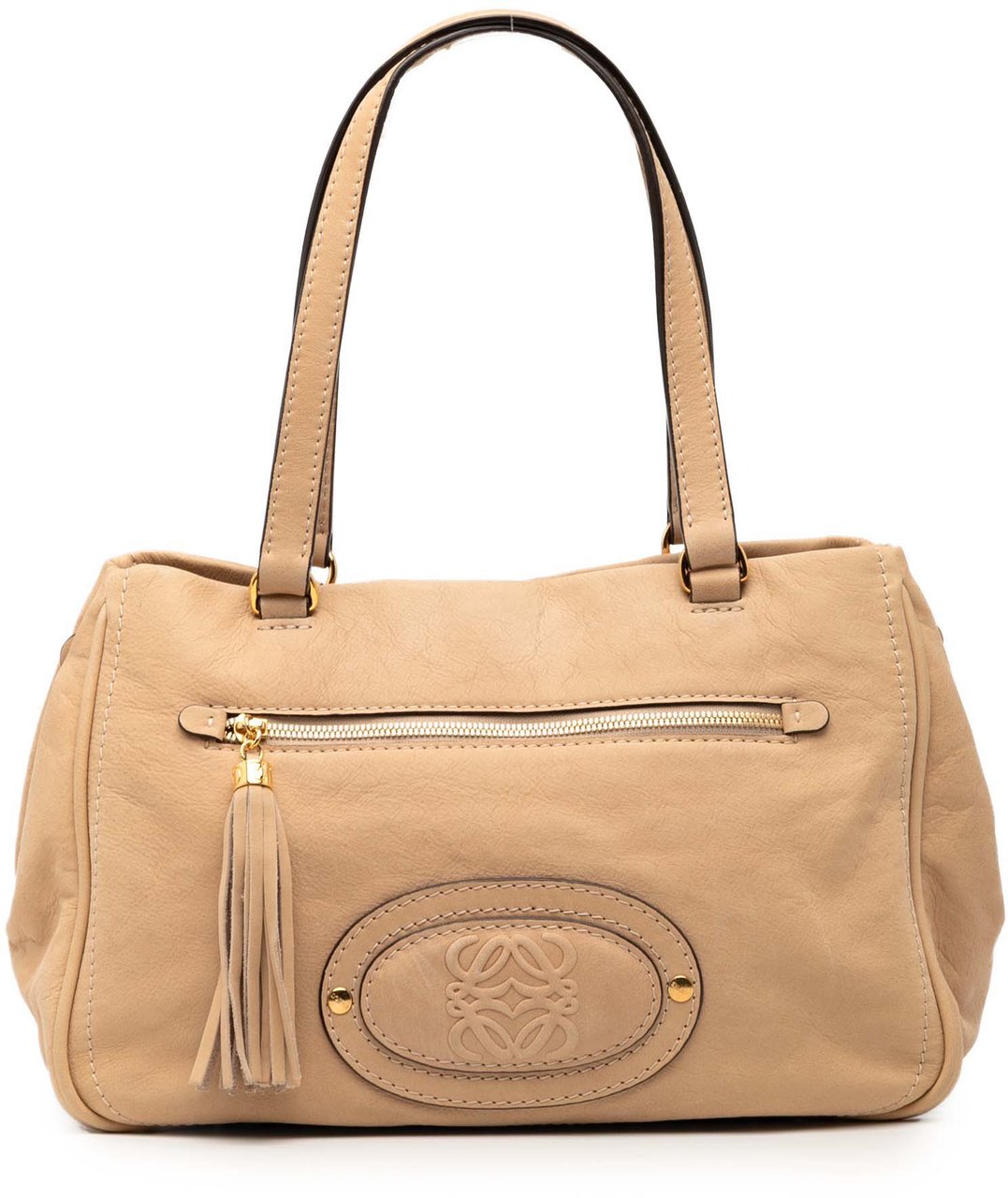 Loewe Nubuck Anagram Madrid Fringe Shoulder Bag Bruin