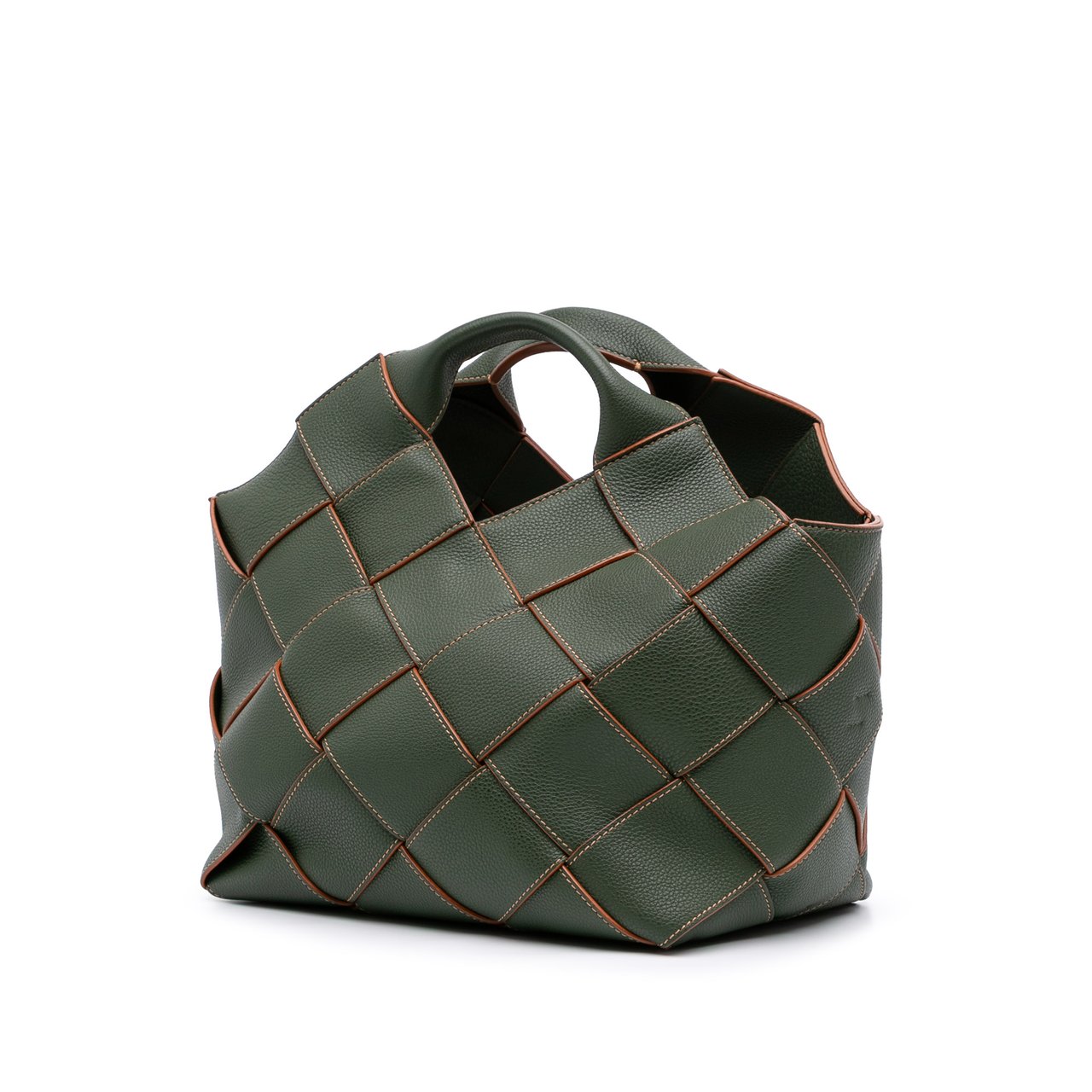 Loewe Small Woven Leather Surplus Basket Bag Groen