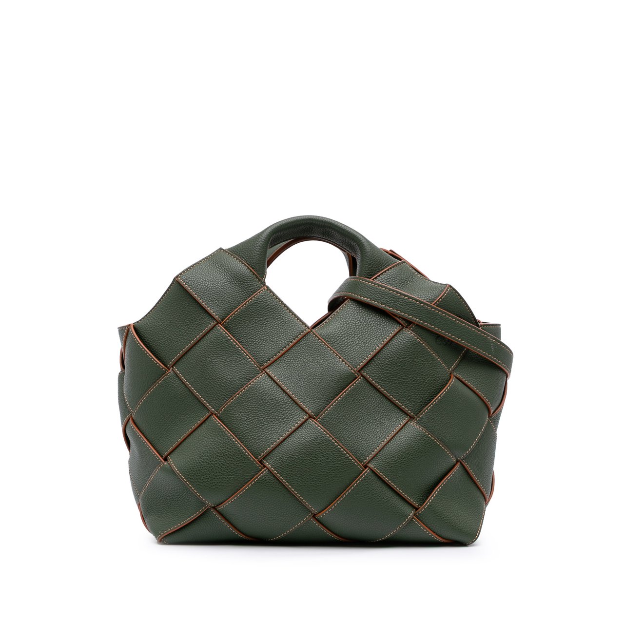 Loewe Small Woven Leather Surplus Basket Bag Groen