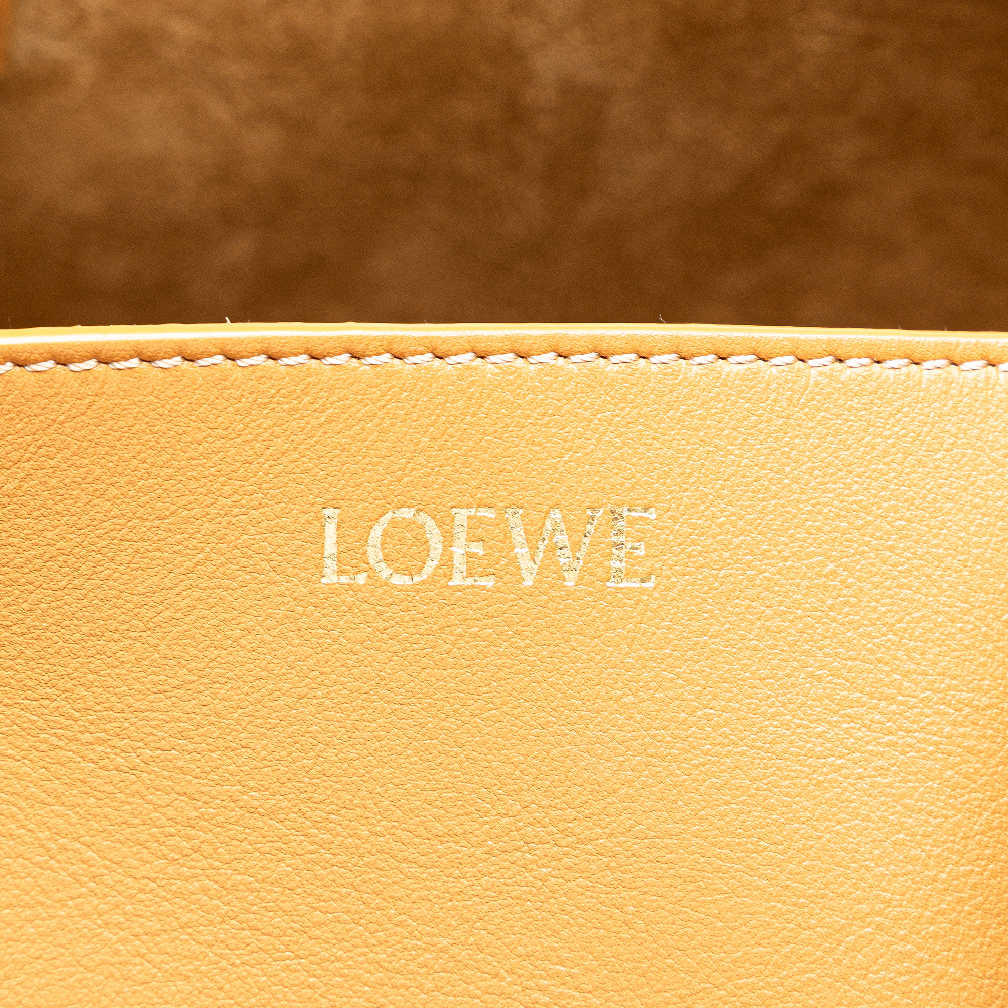 Loewe Medium Shiny Calfskin Puzzle Fold Tote Bruin