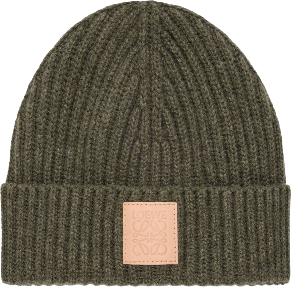Loewe LOGO BEANIE DARK KHAKI Groen