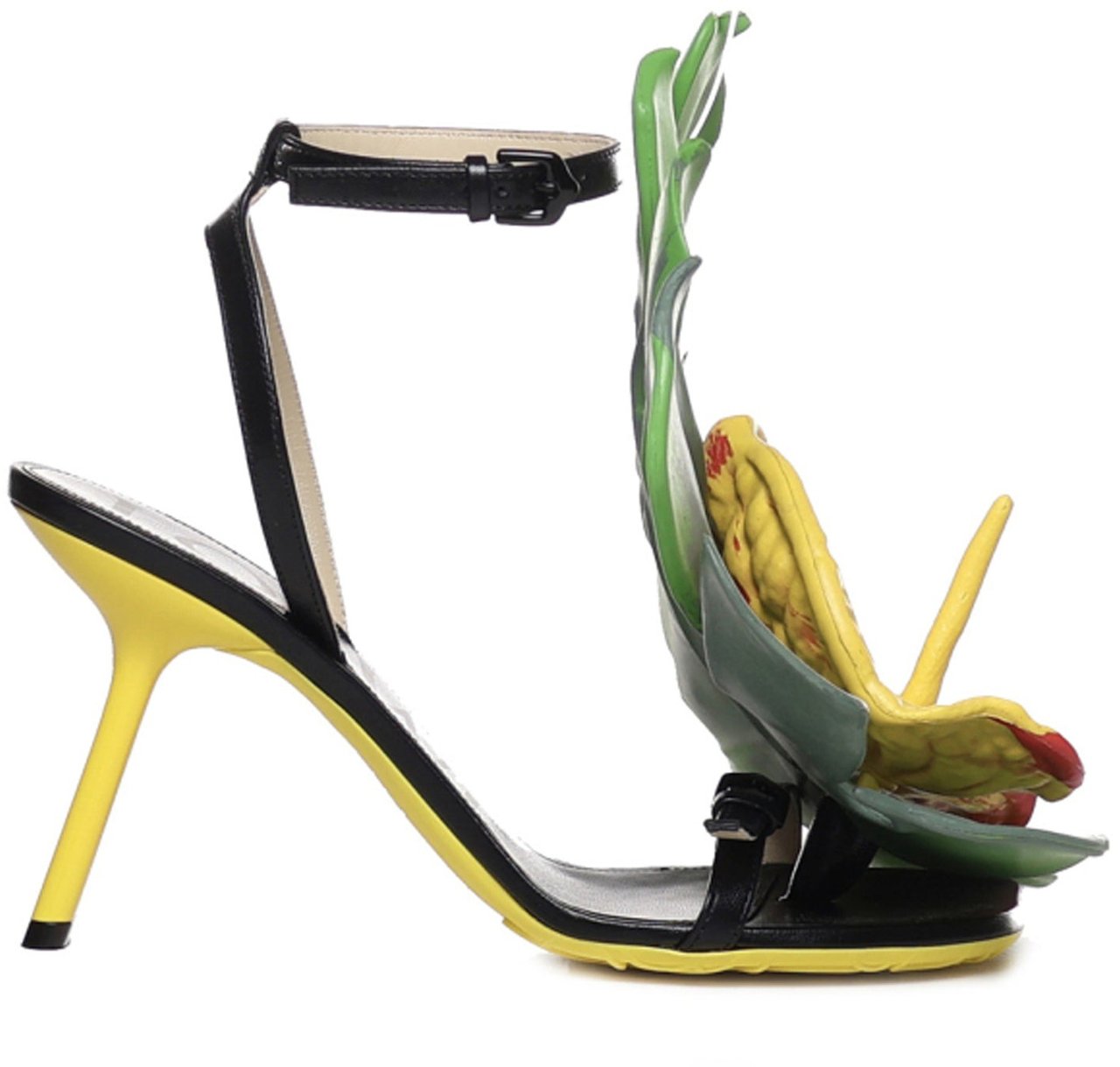 Loewe LOEWE Petal Monstera Leather Sandals Zwart