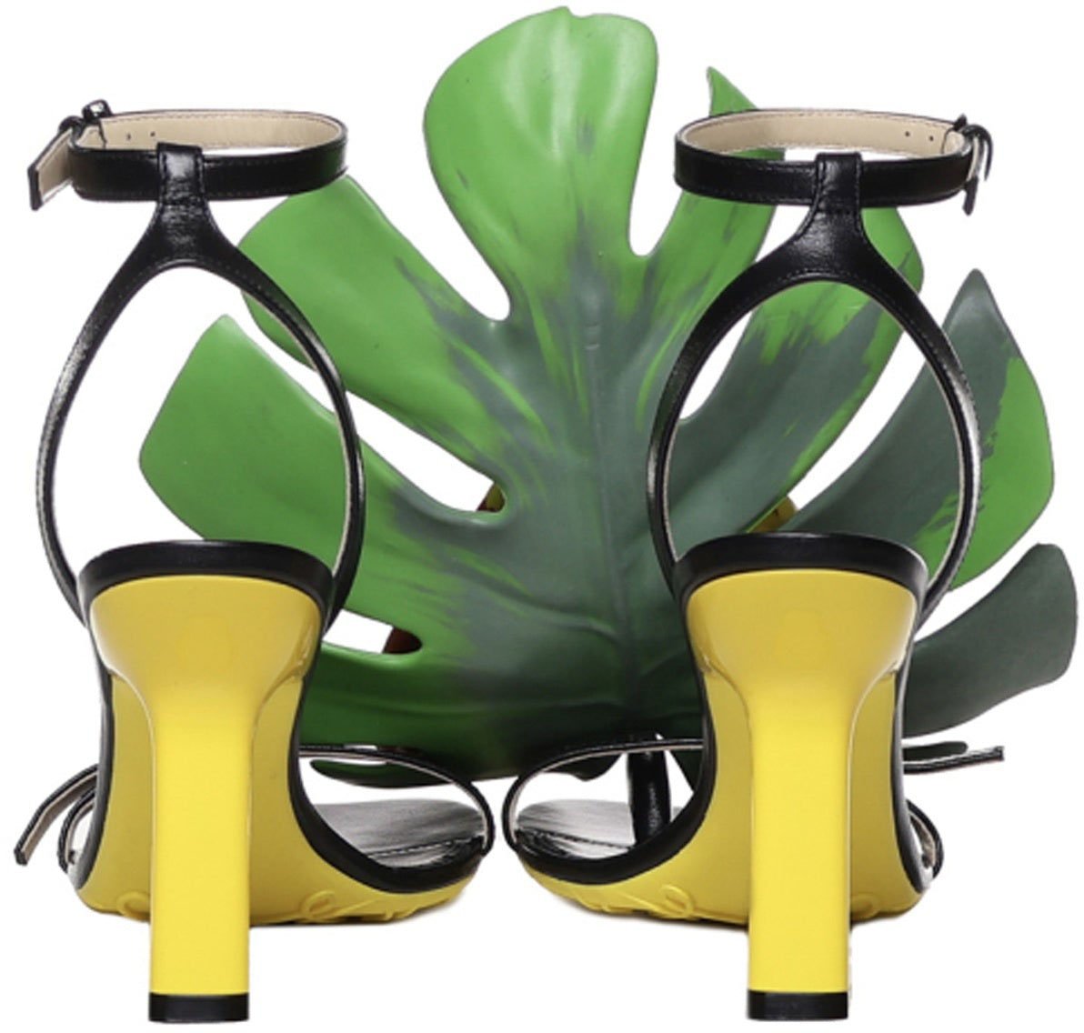 Loewe Loewe Petal Monstera Leather Sandals Zwart