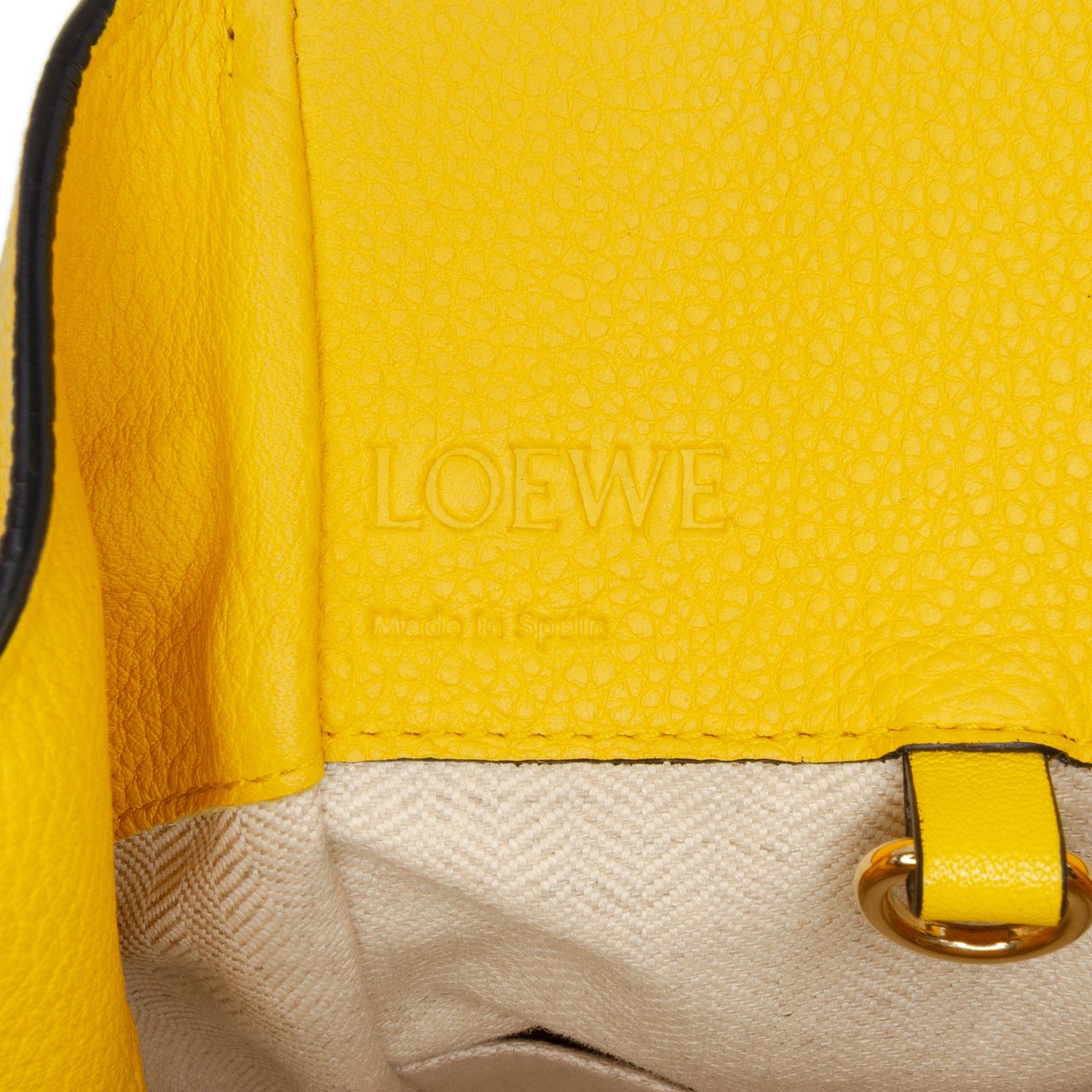 Loewe Small Grained Calfskin Drawstring Hammock Satchel Geel