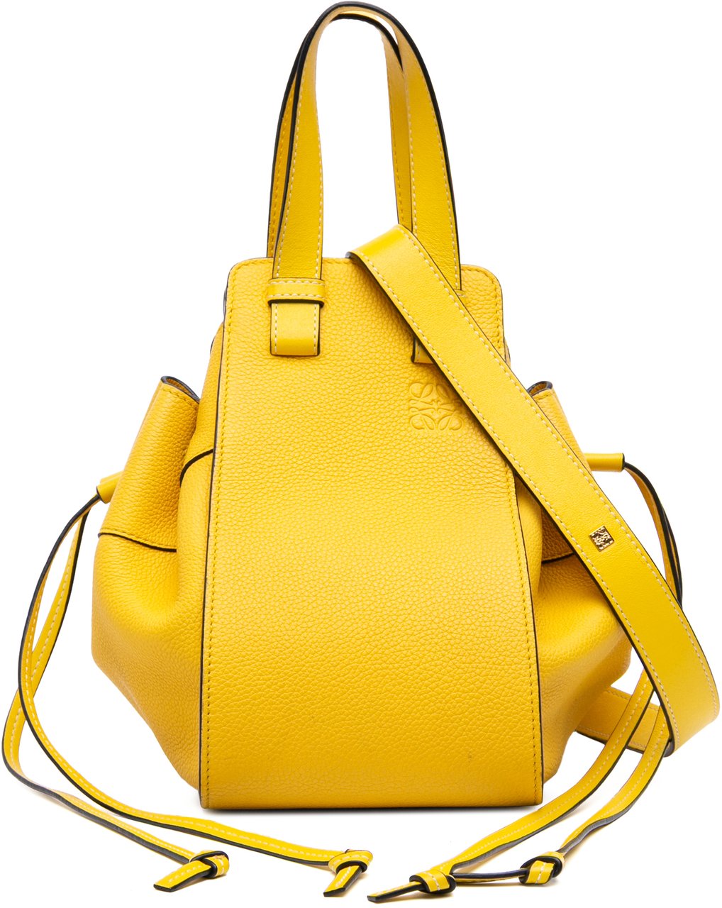 Loewe Small Grained Calfskin Drawstring Hammock Satchel Geel