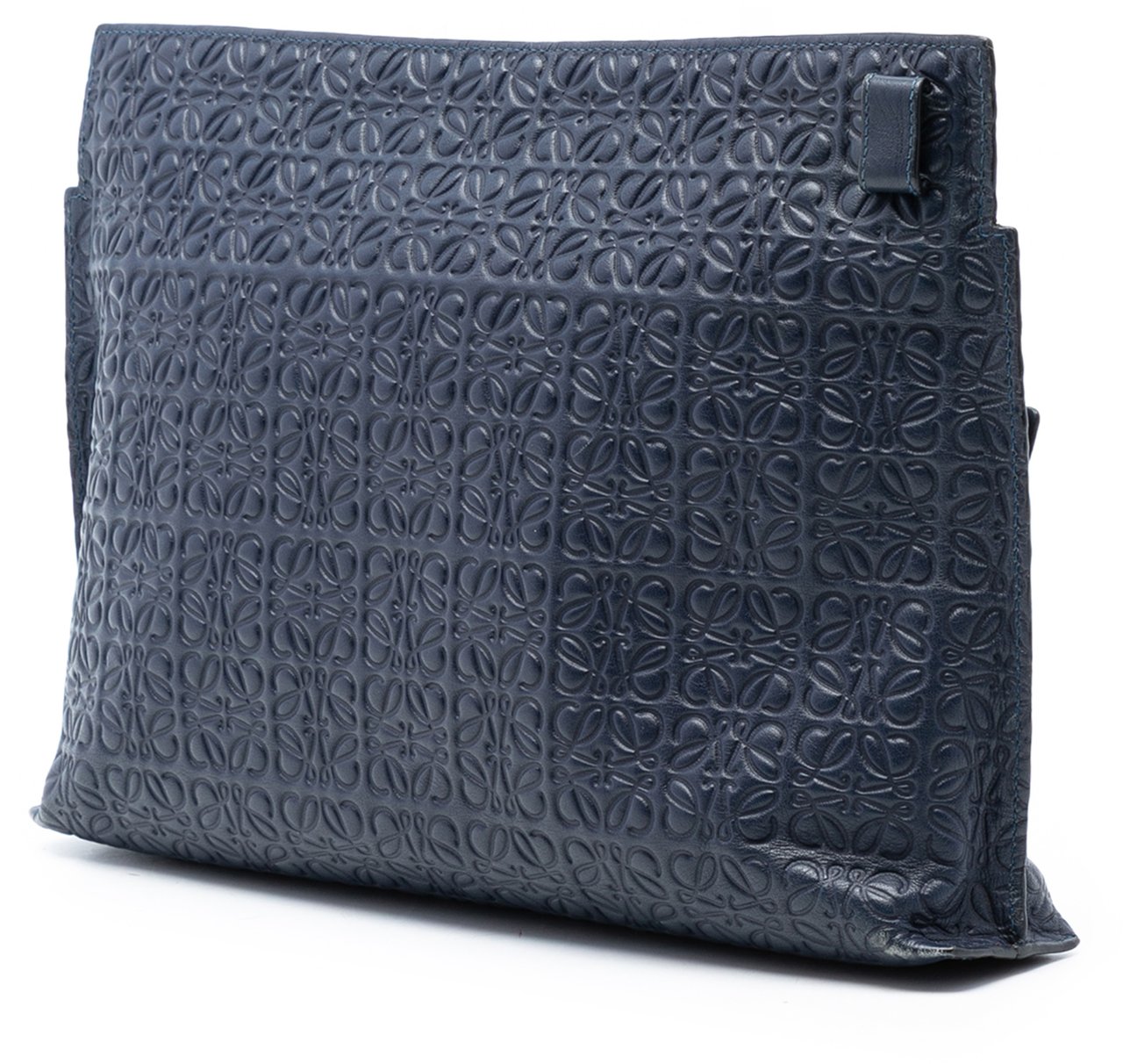Loewe Embossed Anagram Leather Repeat T Clutch Blauw
