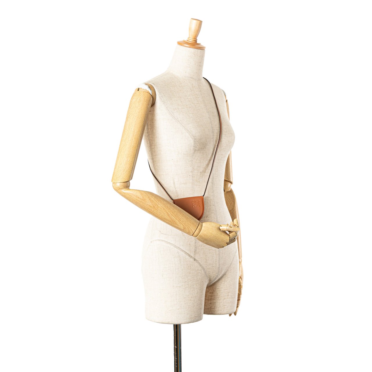 Loewe Mini Soft Calfskin Heel Pouch Bruin