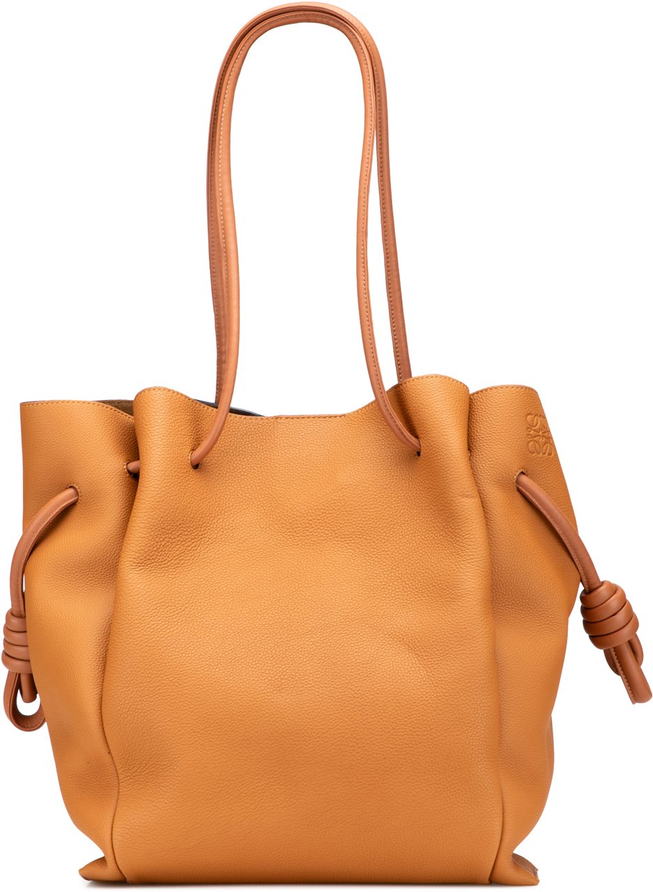 Loewe Medium Leather Flamenco Knot Tote Bruin
