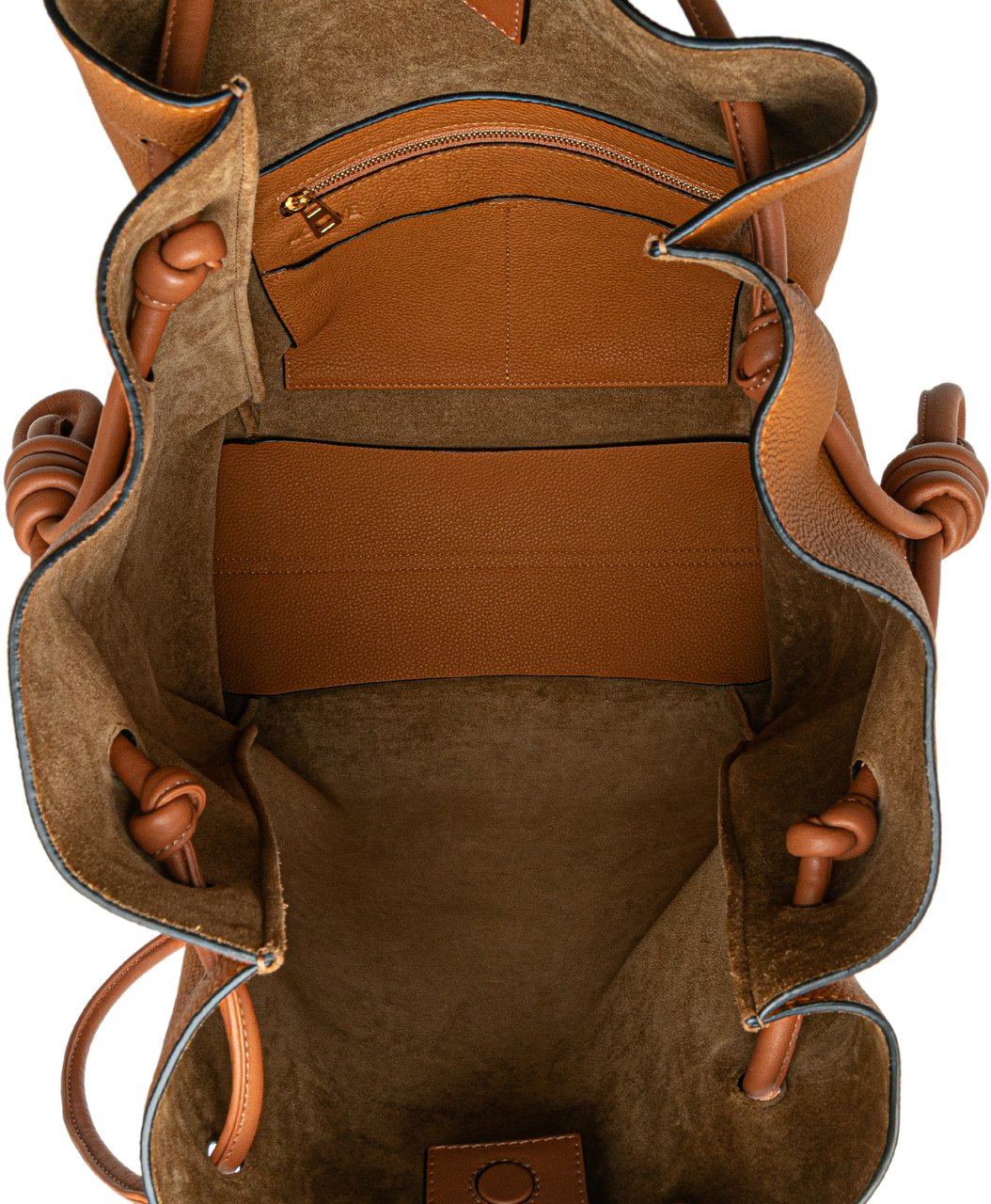 Loewe Medium Leather Flamenco Knot Tote Bruin