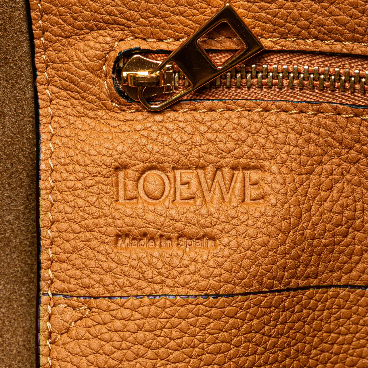 Loewe Medium Leather Flamenco Knot Tote Bruin