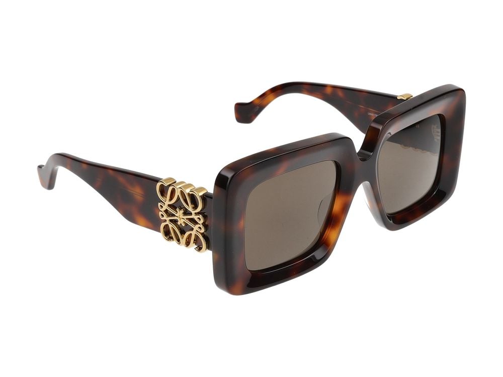 Loewe Oversized Tortoiseshell Sunglasses with Gold Emblem Bruin