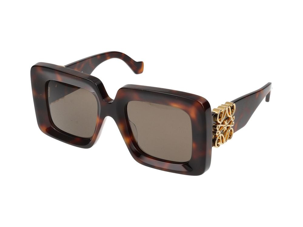 Loewe Oversized Tortoiseshell Sunglasses with Gold Emblem Bruin