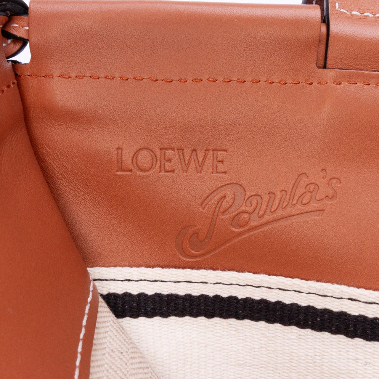 Loewe Paulas Ibiza Large Canvas Stripes Cushion Tote Rood