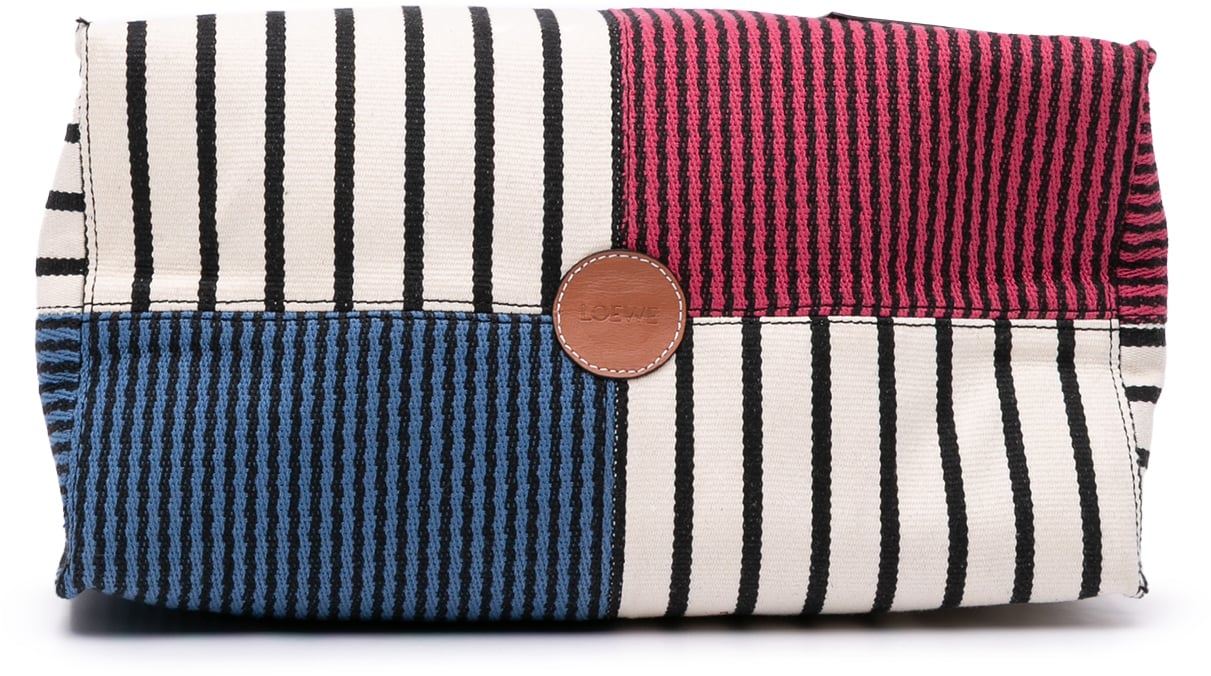 Loewe Paulas Ibiza Large Canvas Stripes Cushion Tote Rood
