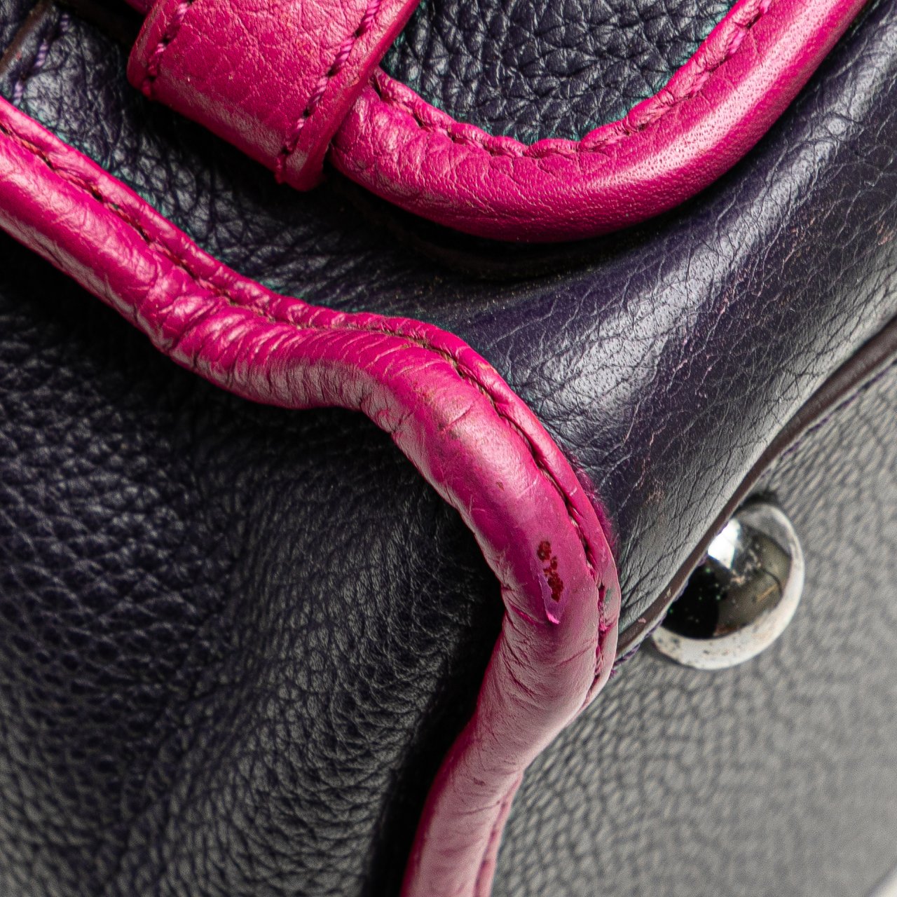 Loewe Grained Bicolor Calfskin Cruz Satchel Blauw