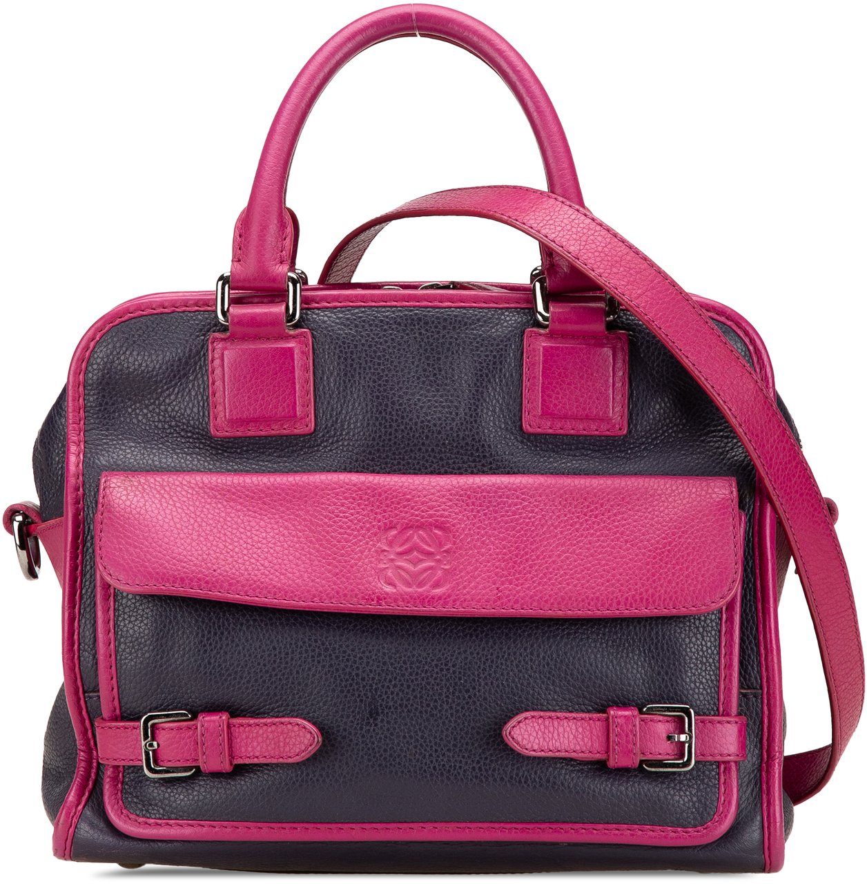 Loewe Grained Bicolor Calfskin Cruz Satchel Blauw