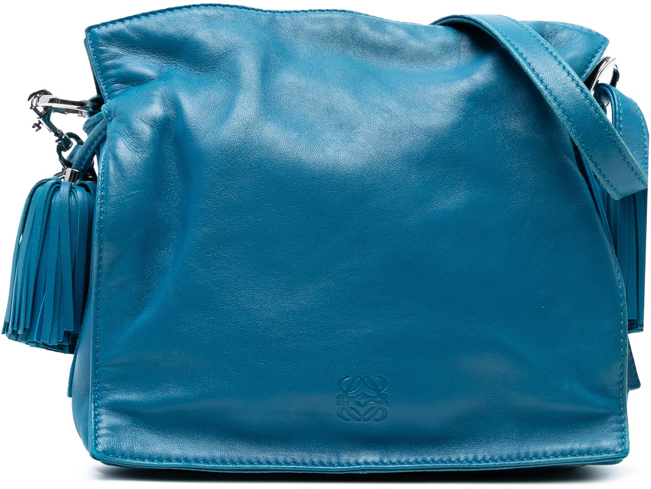 Loewe Nappa Flamenco Tassel Crossbody Blauw