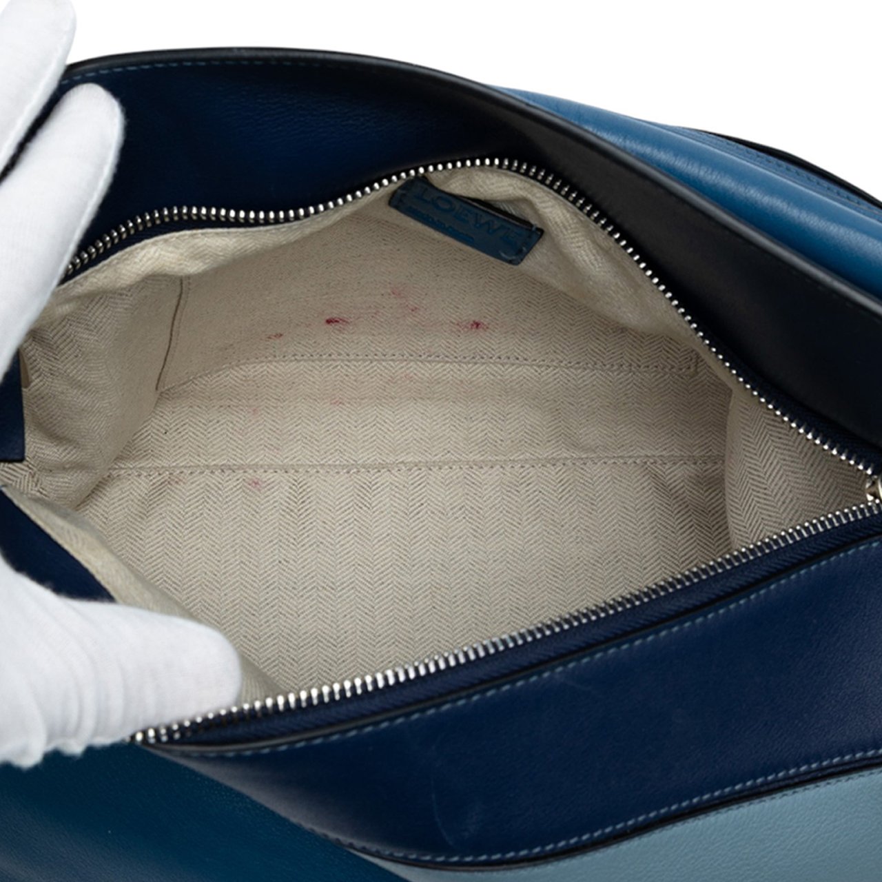 Loewe Medium Tricolor Calfskin Puzzle Satchel Blauw