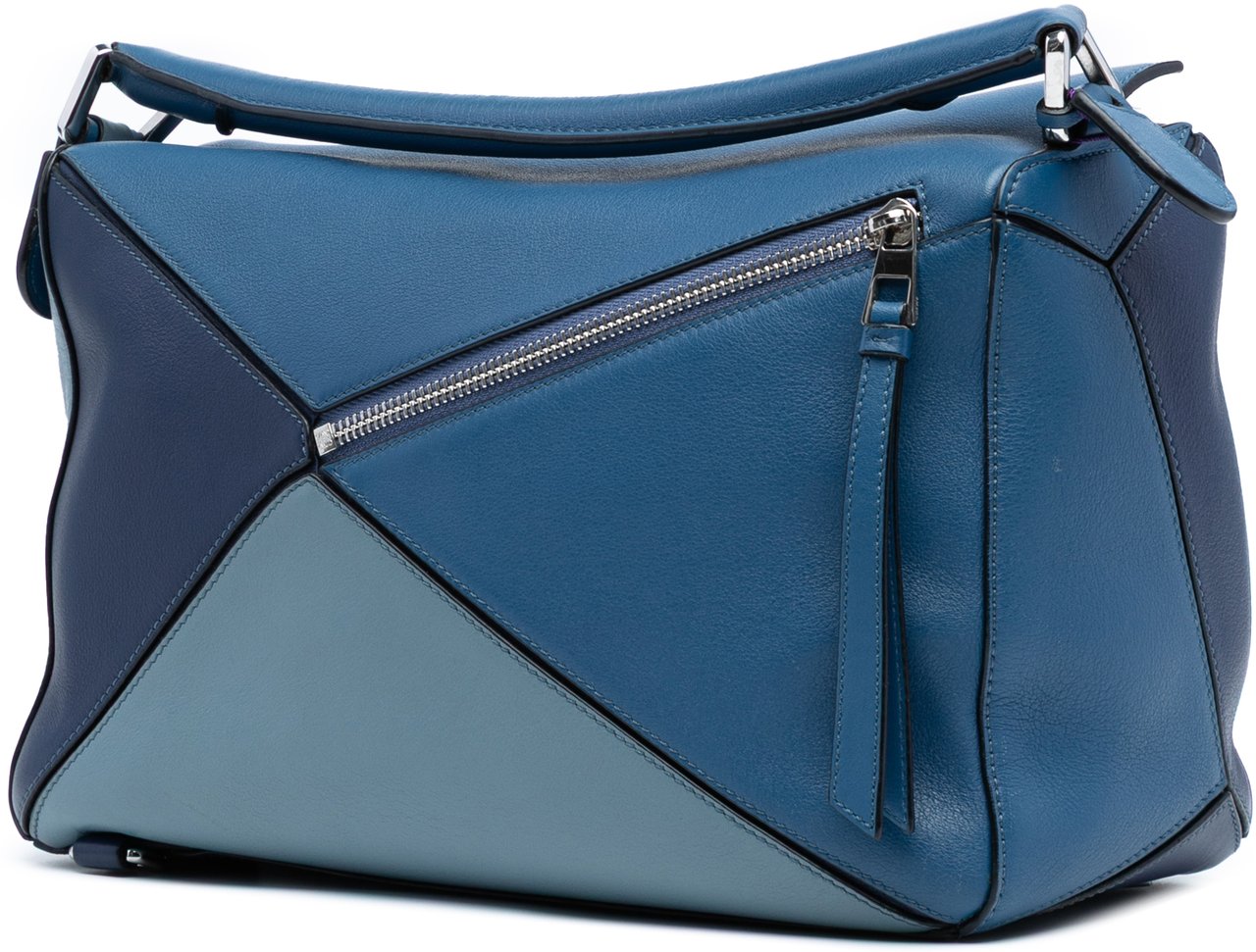 Loewe Medium Tricolor Calfskin Puzzle Satchel Blauw
