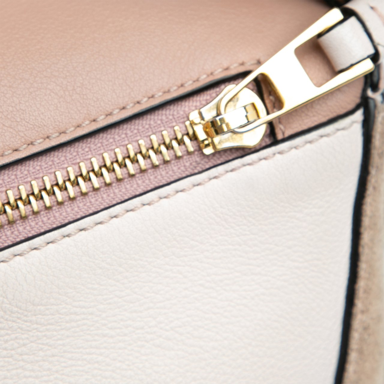 Loewe Small Tricolor Calfskin and Suede Puzzle Satchel Bruin