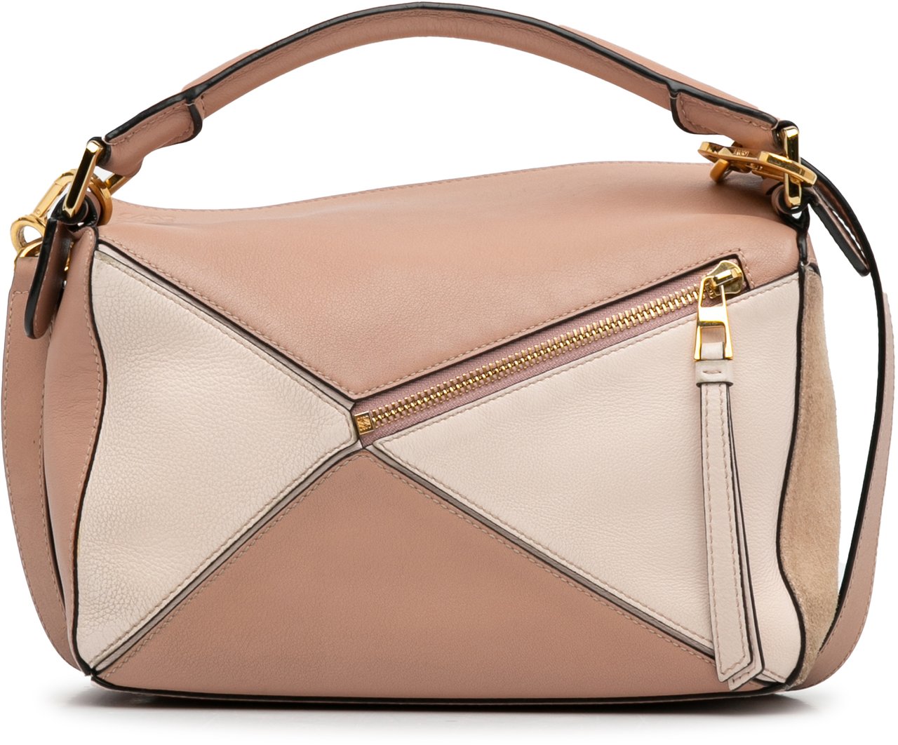 Loewe Small Tricolor Calfskin and Suede Puzzle Satchel Bruin