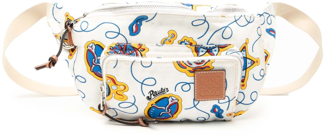 Loewe Paulas Ibiza Printed Canvas Belt Bag Wit