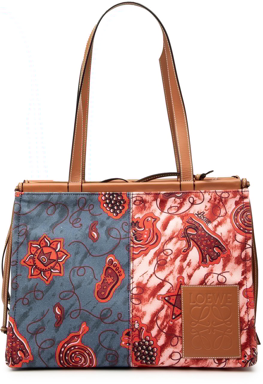 Loewe Paulas Ibiza Small Printed Canvas Cushion Tote Rood