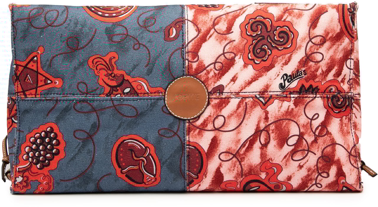 Loewe Paulas Ibiza Small Printed Canvas Cushion Tote Rood