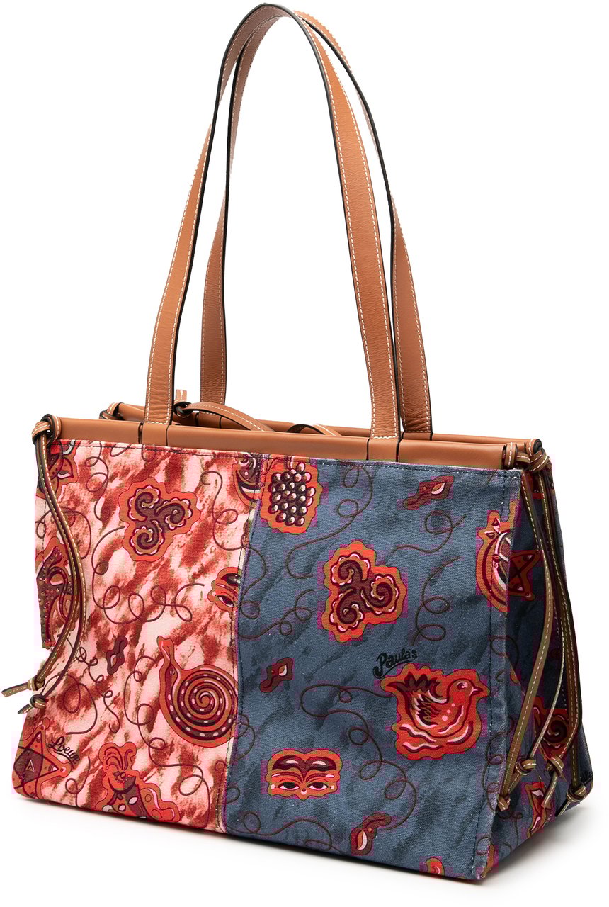 Loewe Paulas Ibiza Small Printed Canvas Cushion Tote Rood