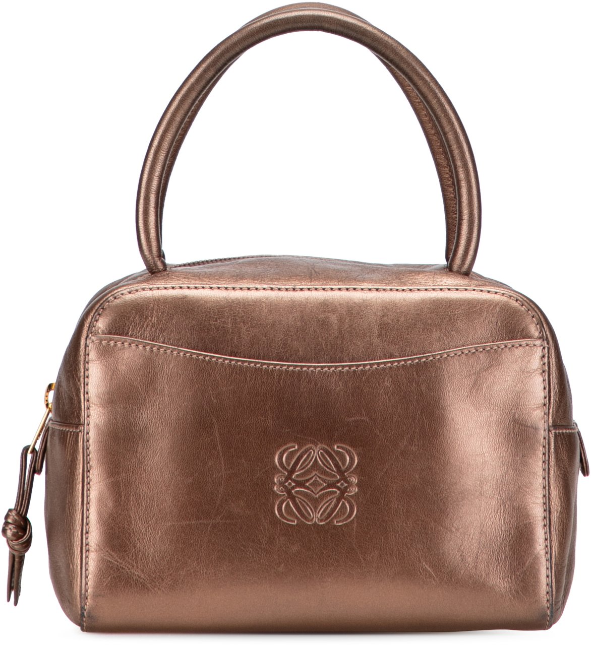 Loewe Metallic Leather Anagram Handbag Bruin