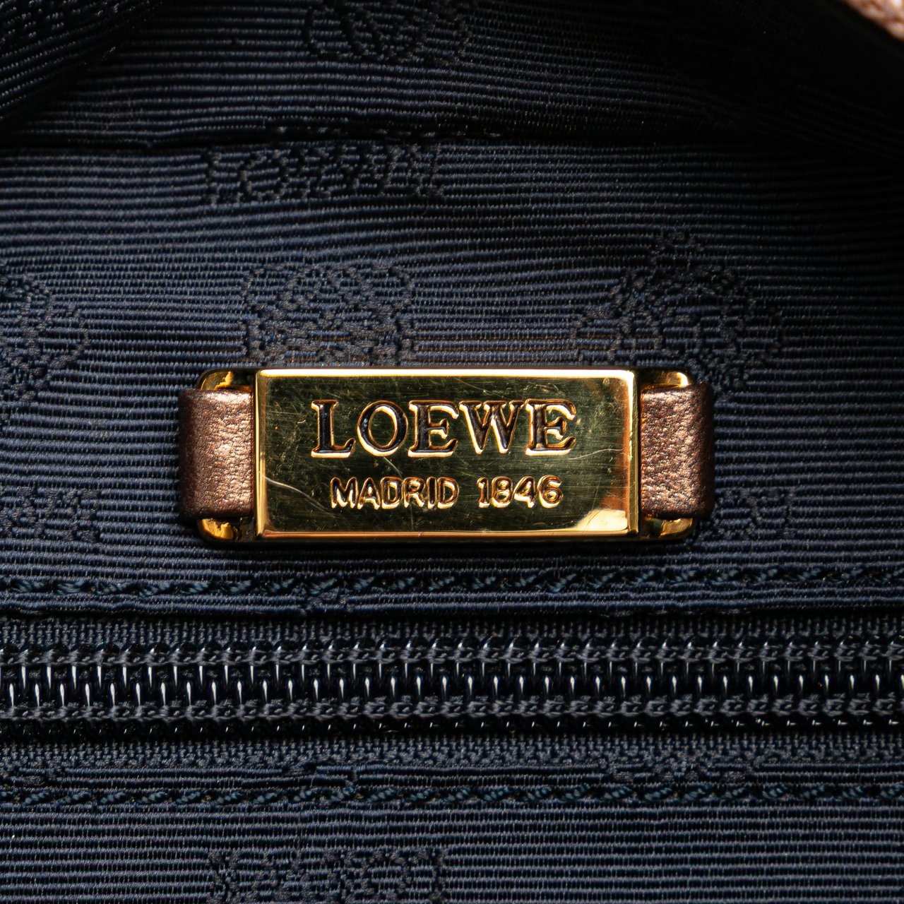 Loewe Metallic Leather Anagram Handbag Bruin