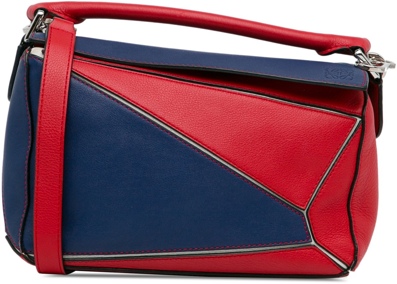 Loewe Small Bicolor Calfskin Puzzle Satchel Rood