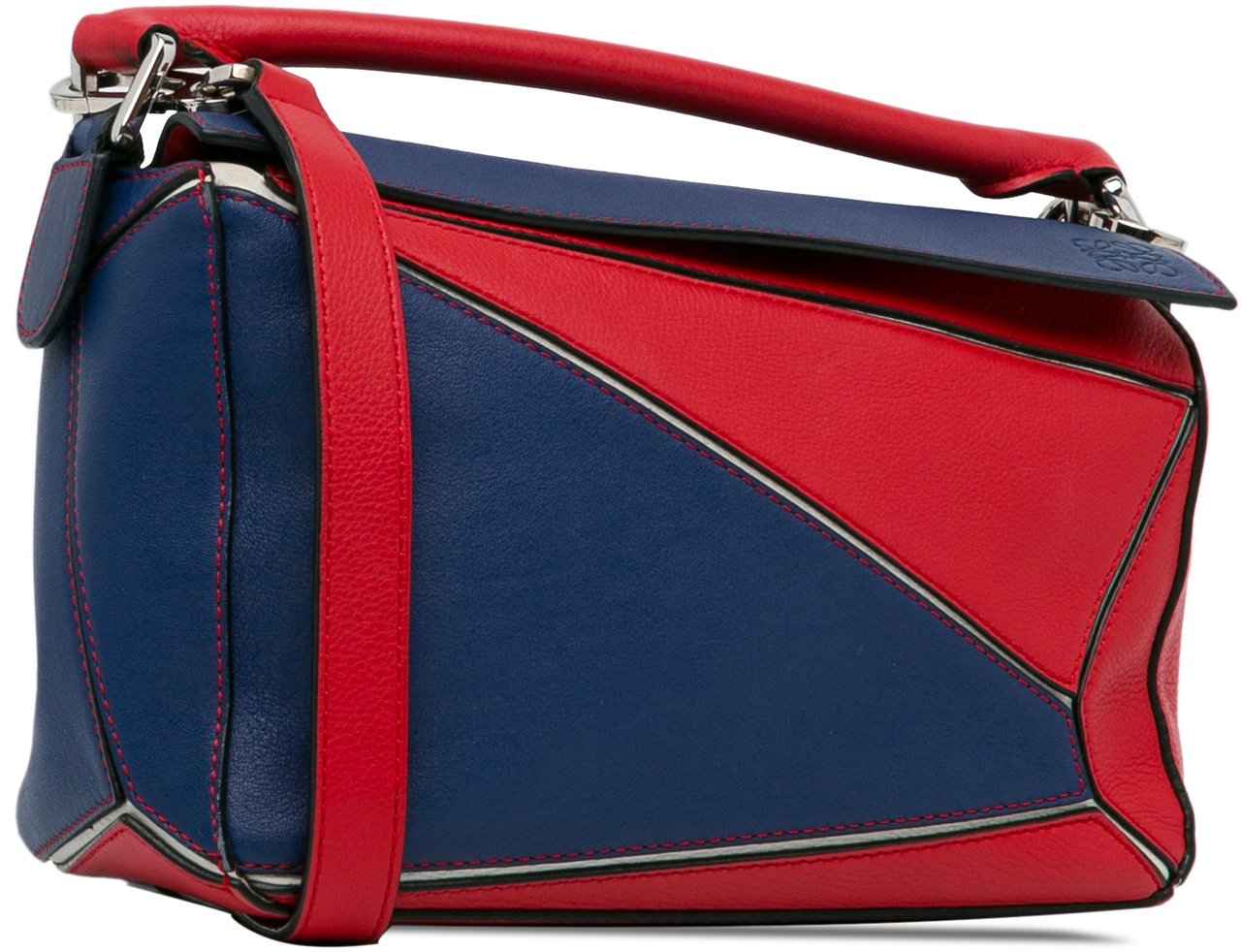 Loewe Small Bicolor Calfskin Puzzle Satchel Rood