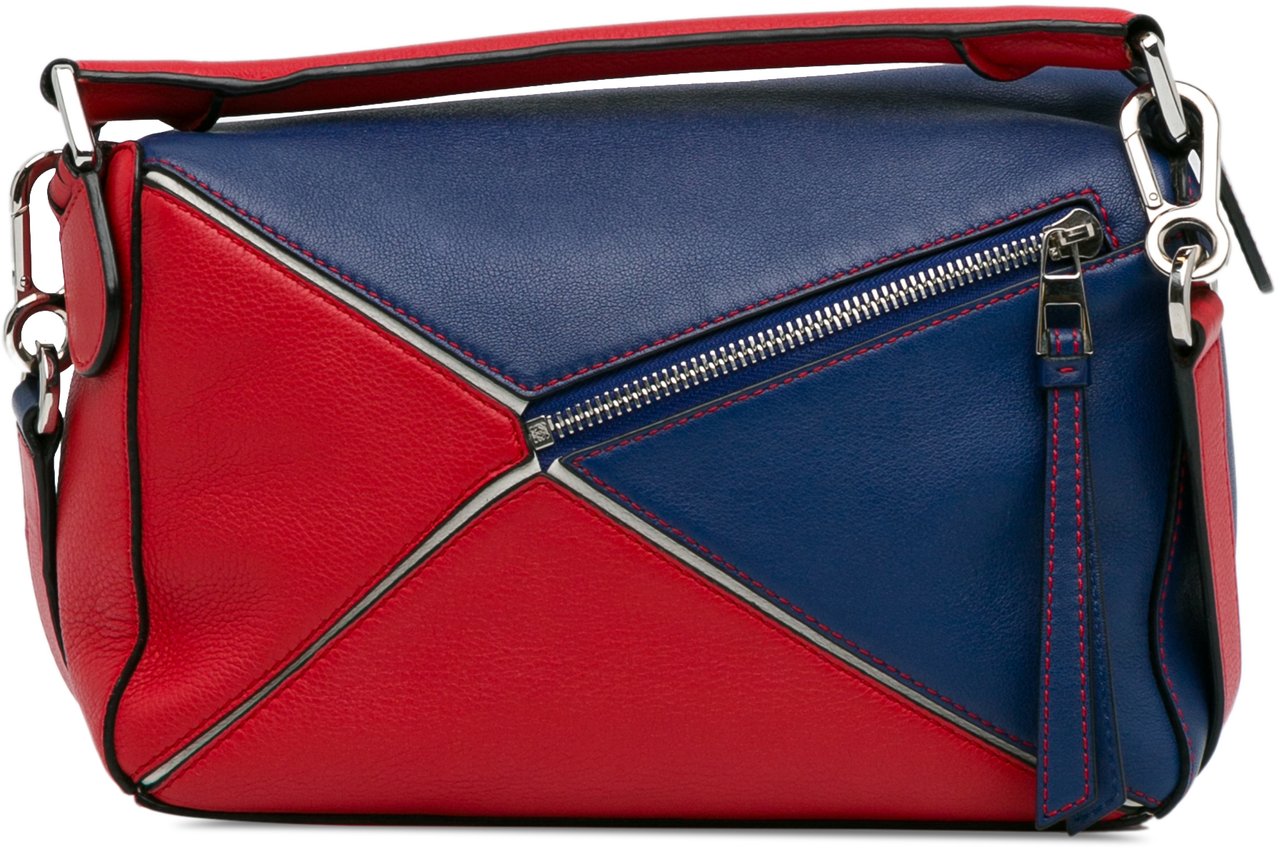 Loewe Small Bicolor Calfskin Puzzle Satchel Rood