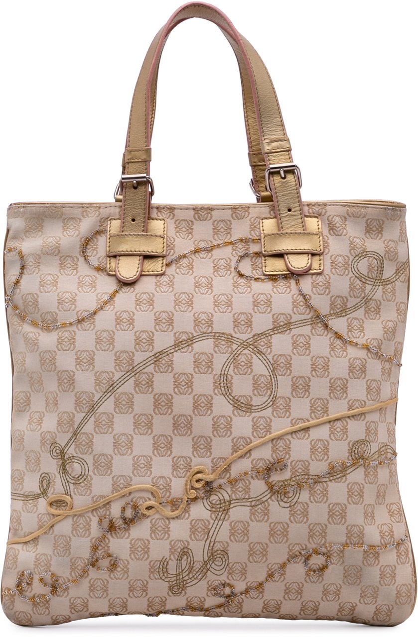 Loewe Anagram Canvas Embroidered Tote Bruin