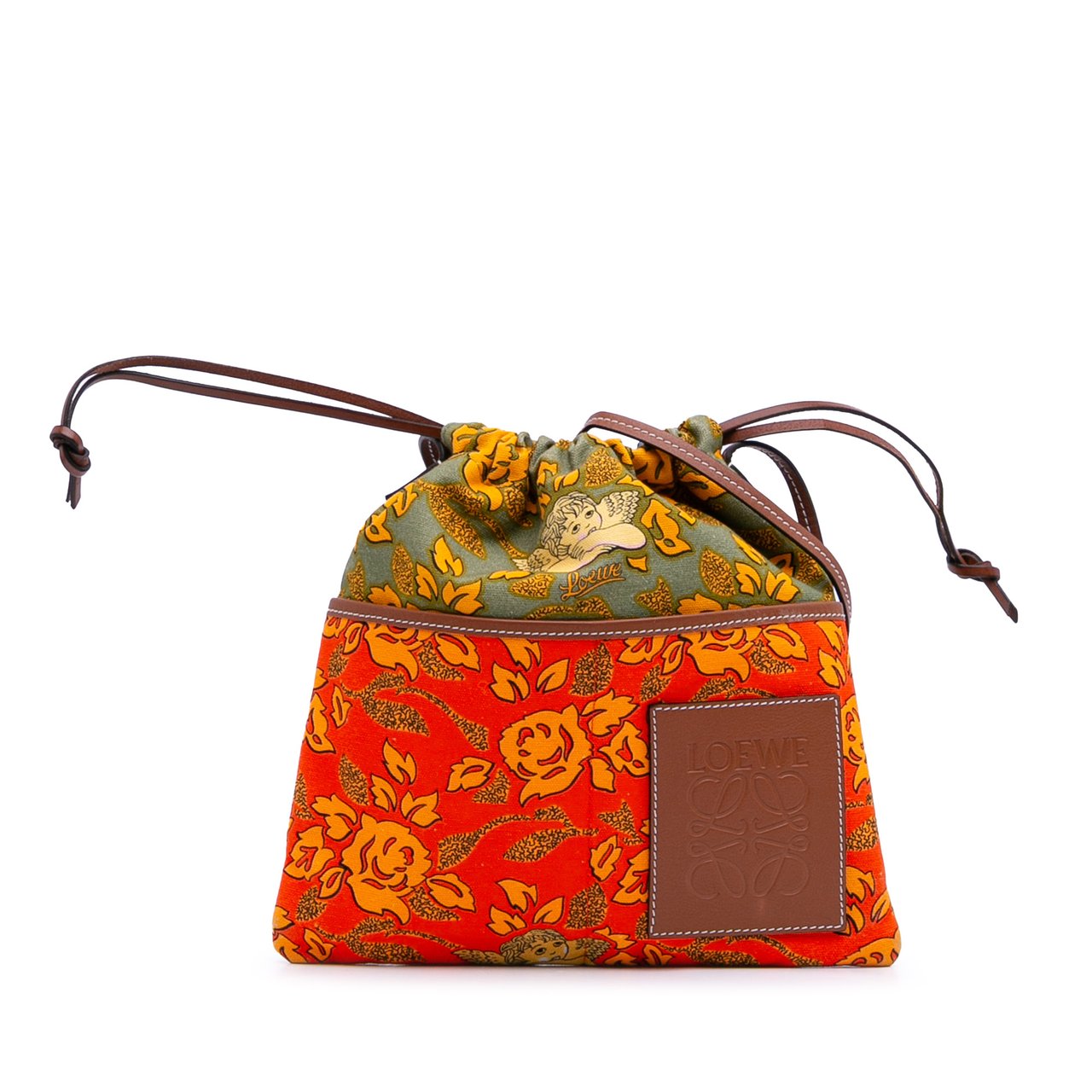 Loewe Paulas Ibiza Canvas Angel Drawstring Crossbody Oranje