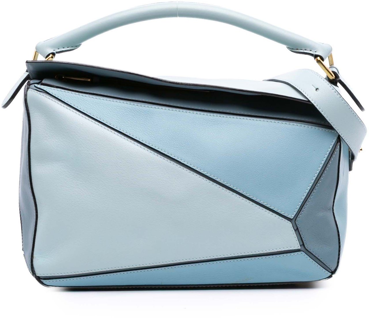 Loewe Medium Tricolor Calfskin Puzzle Satchel Blauw