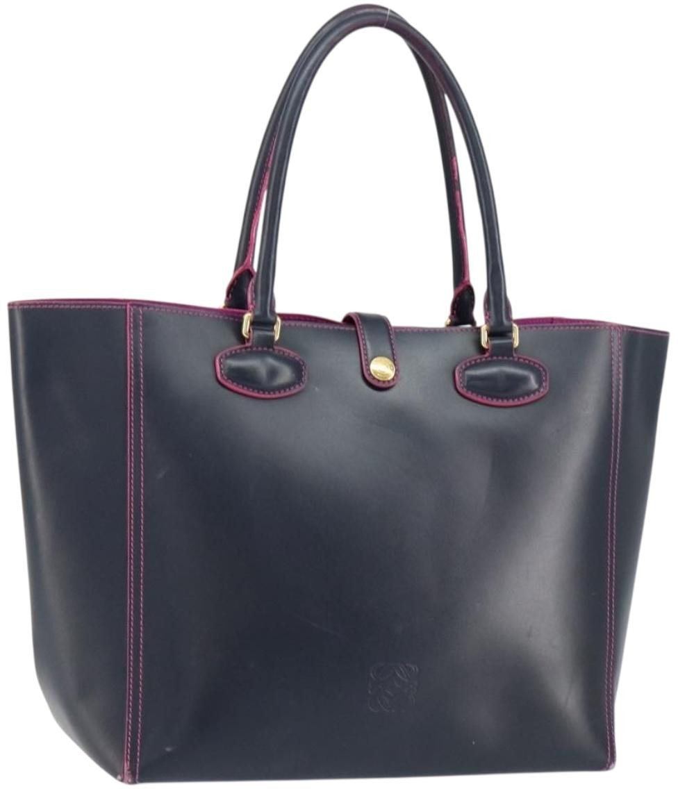 Loewe Loewe Leo Shopper Tote Leather Medium Navy