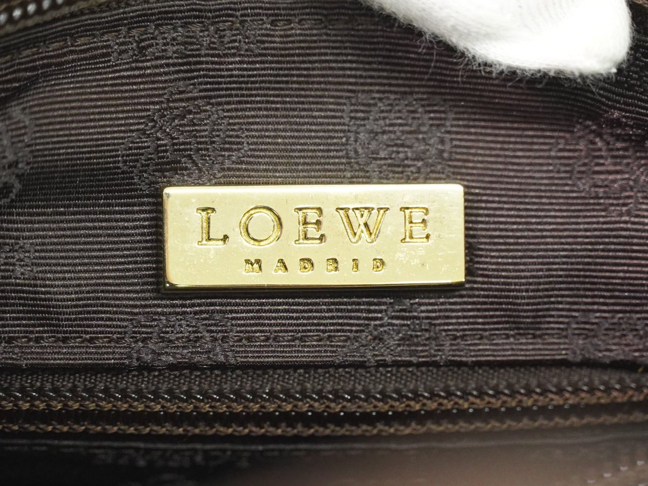 Loewe Loewe Vintage Anagram Handbag Leather Bruin
