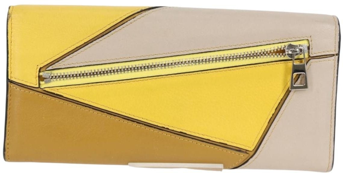 Loewe Loewe Puzzle Zip Wallet Leather Compact Geel