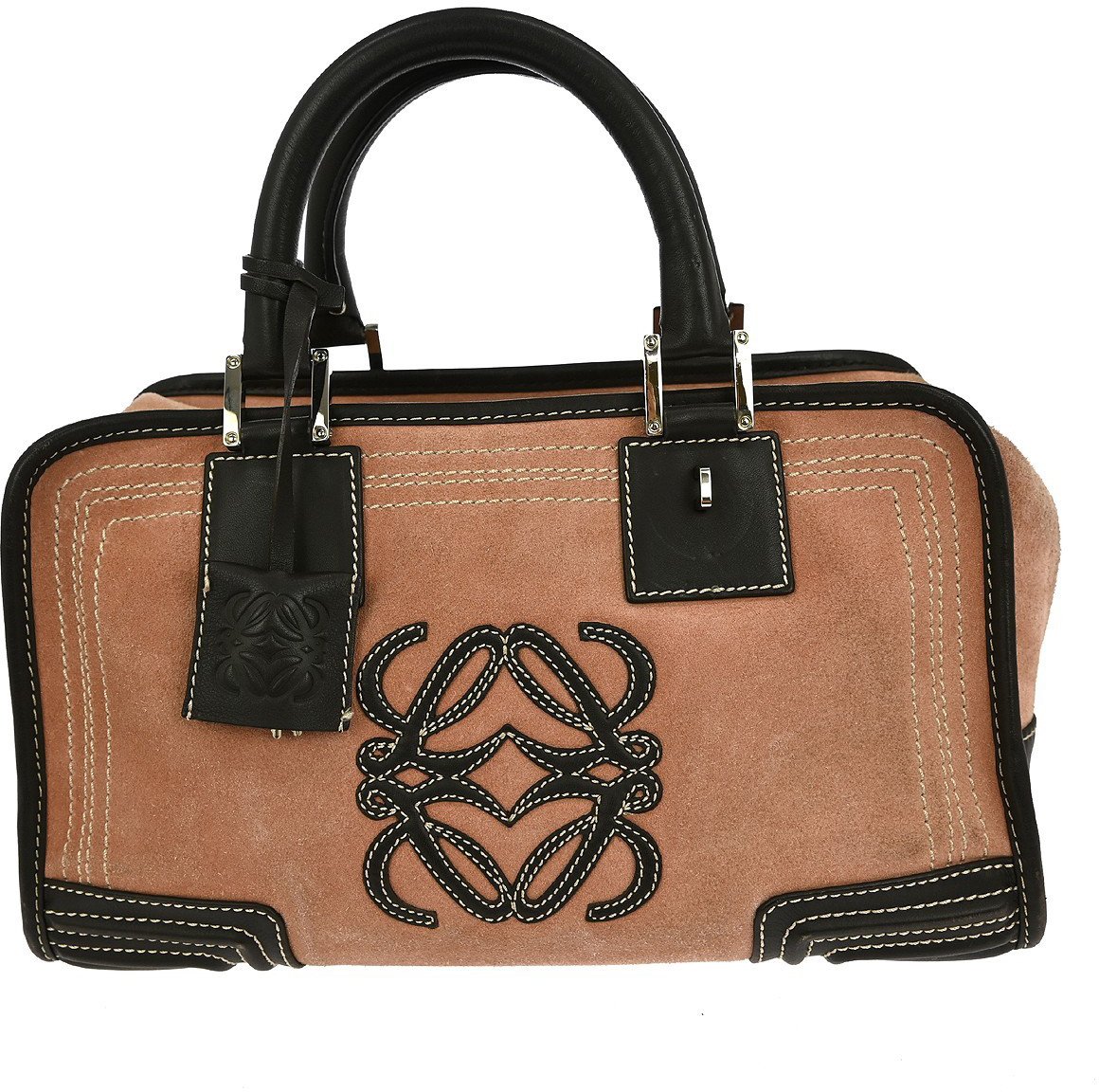 Loewe Loewe Amazona Bag Stitched Suede 28 Beige