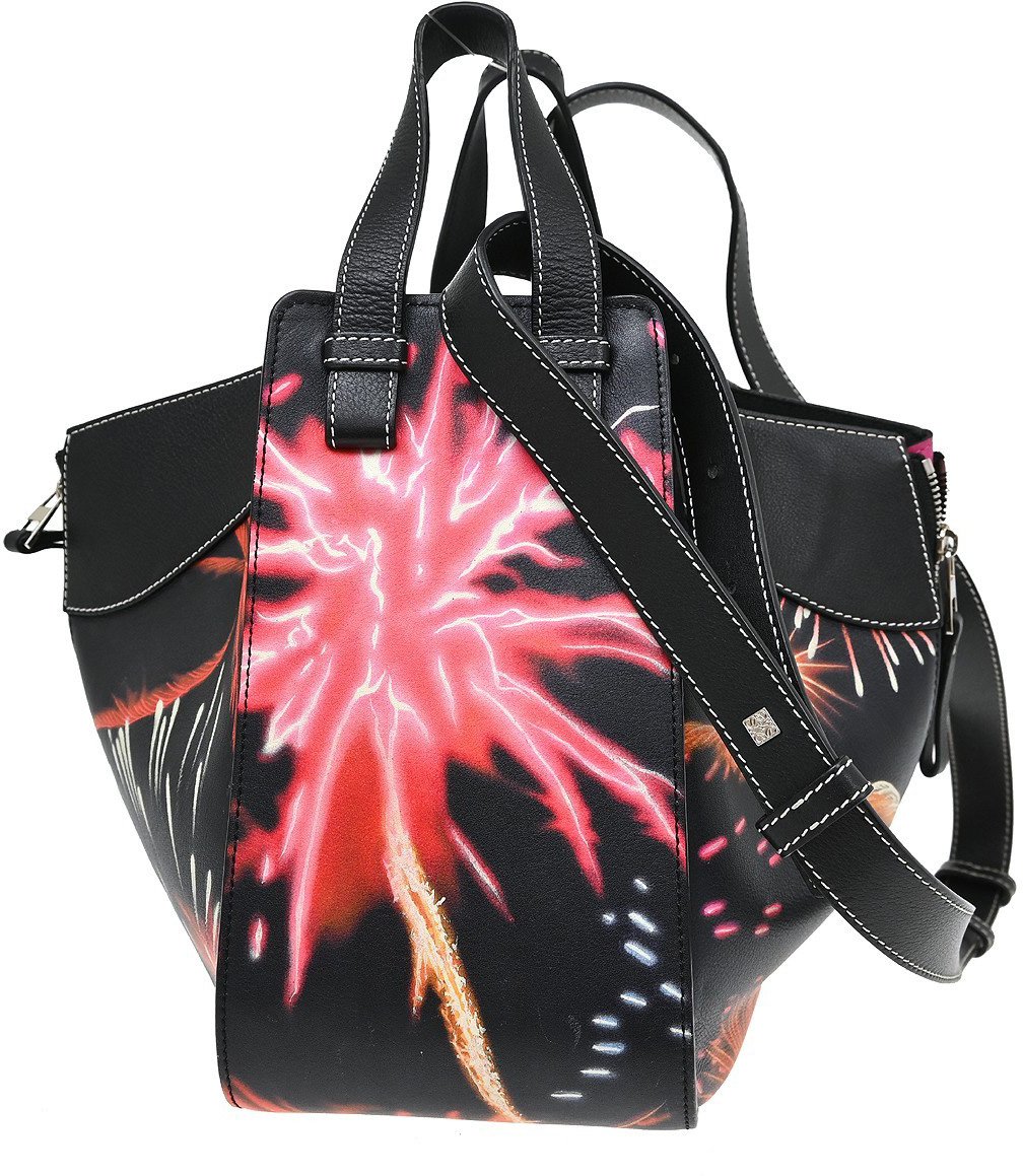 Loewe Hammock Printed Leather Medium Zwart
