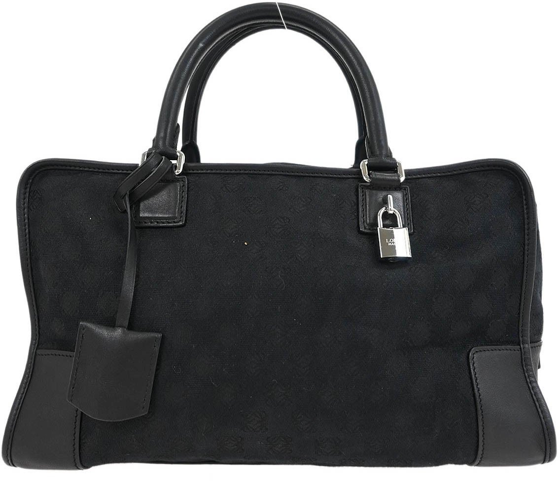 Loewe Loewe Amazona Bag Leather and Jacquard Canvas 28 Zwart