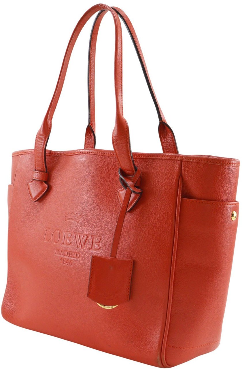 Loewe Heritage Tote Leather Rood
