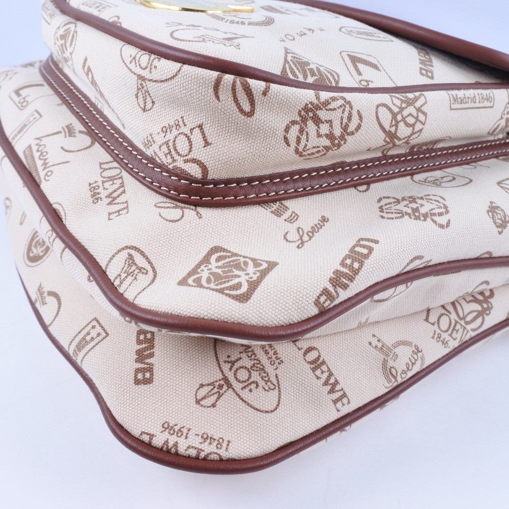 Loewe Loewe Pin batch shoulder bag Canvas and suede Bruin