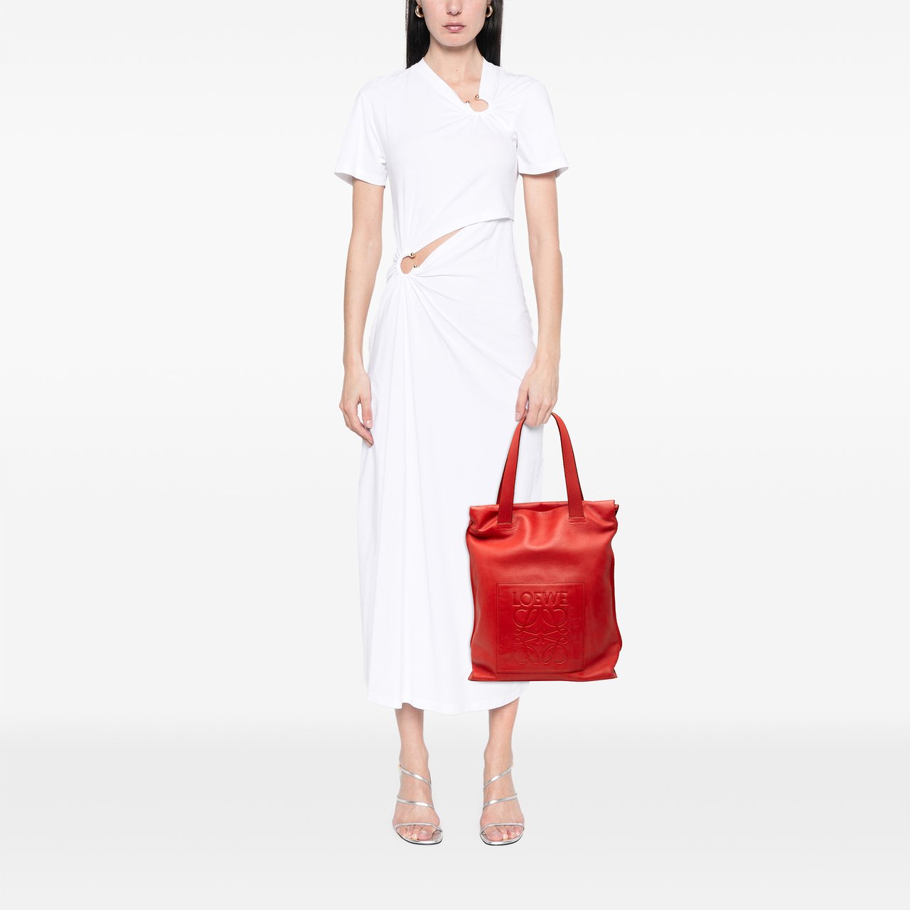 Loewe Leather Anagram Shopper Tote Rood