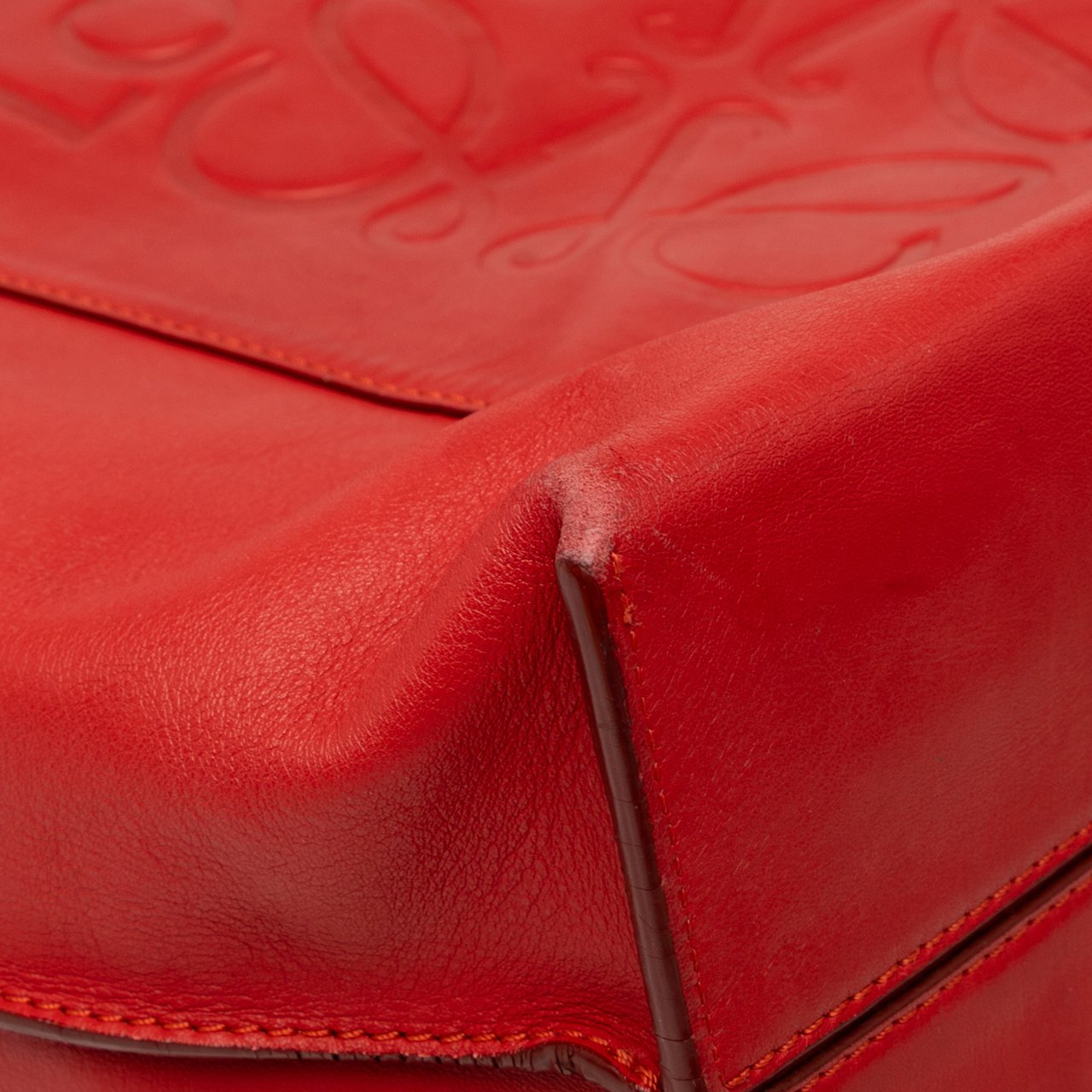 Loewe Leather Anagram Shopper Tote Rood