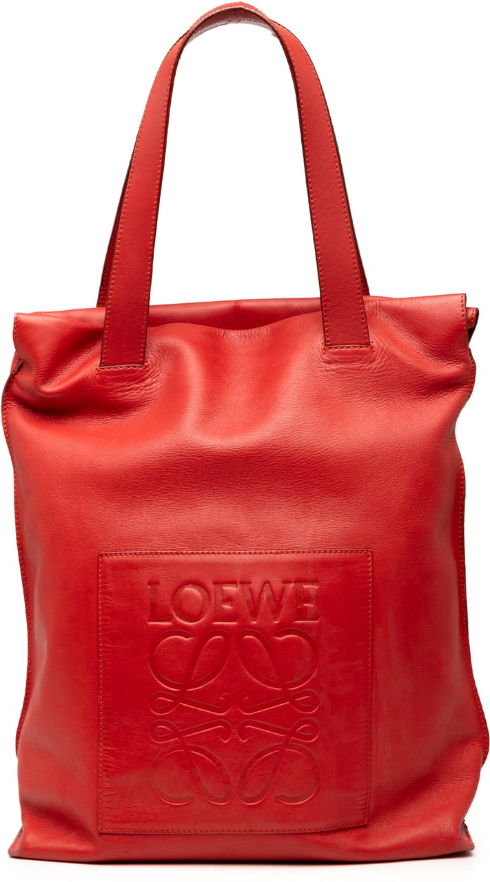 Loewe Leather Anagram Shopper Tote Rood
