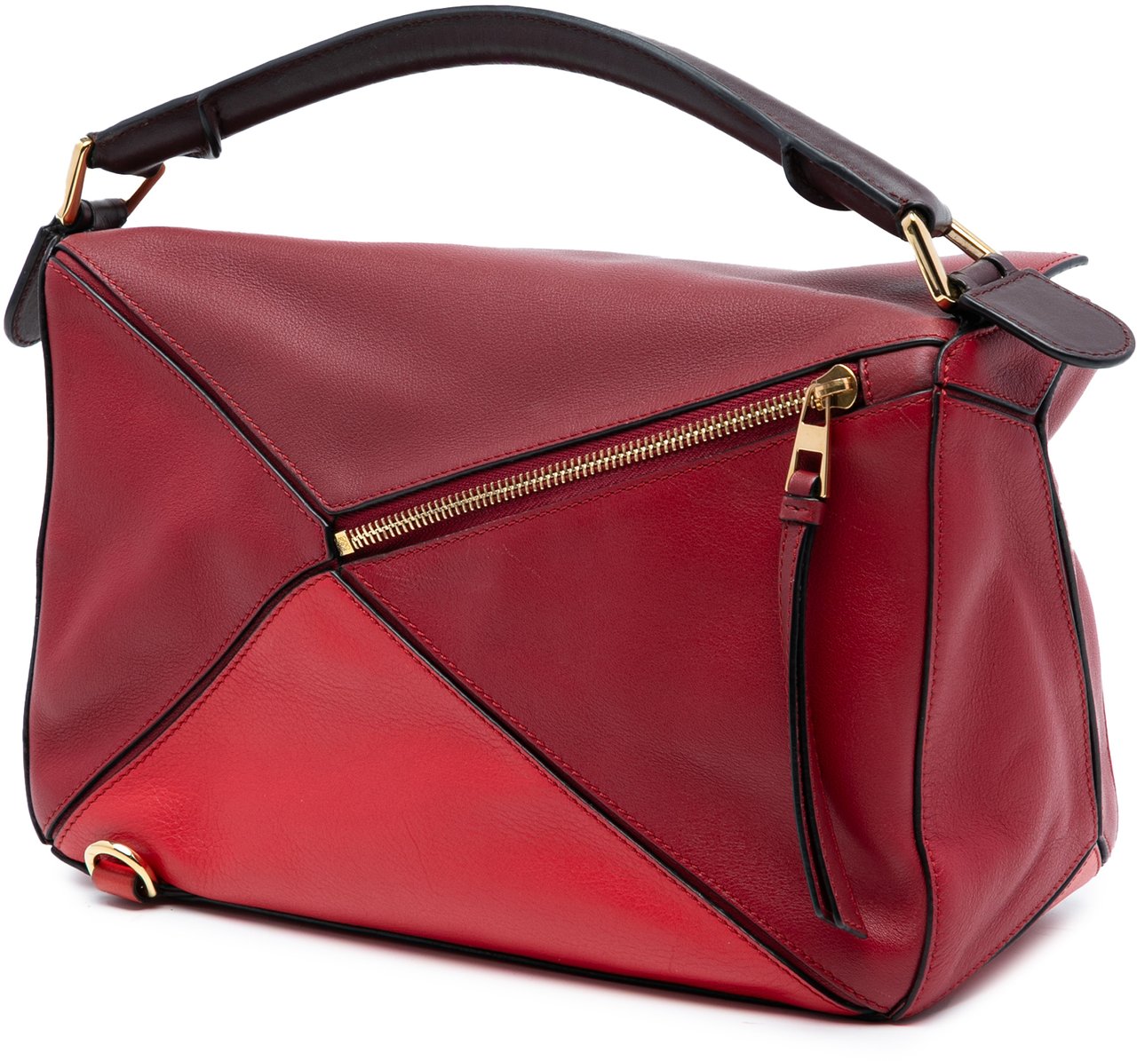 Loewe Medium Tricolor Calfskin Puzzle Satchel Rood